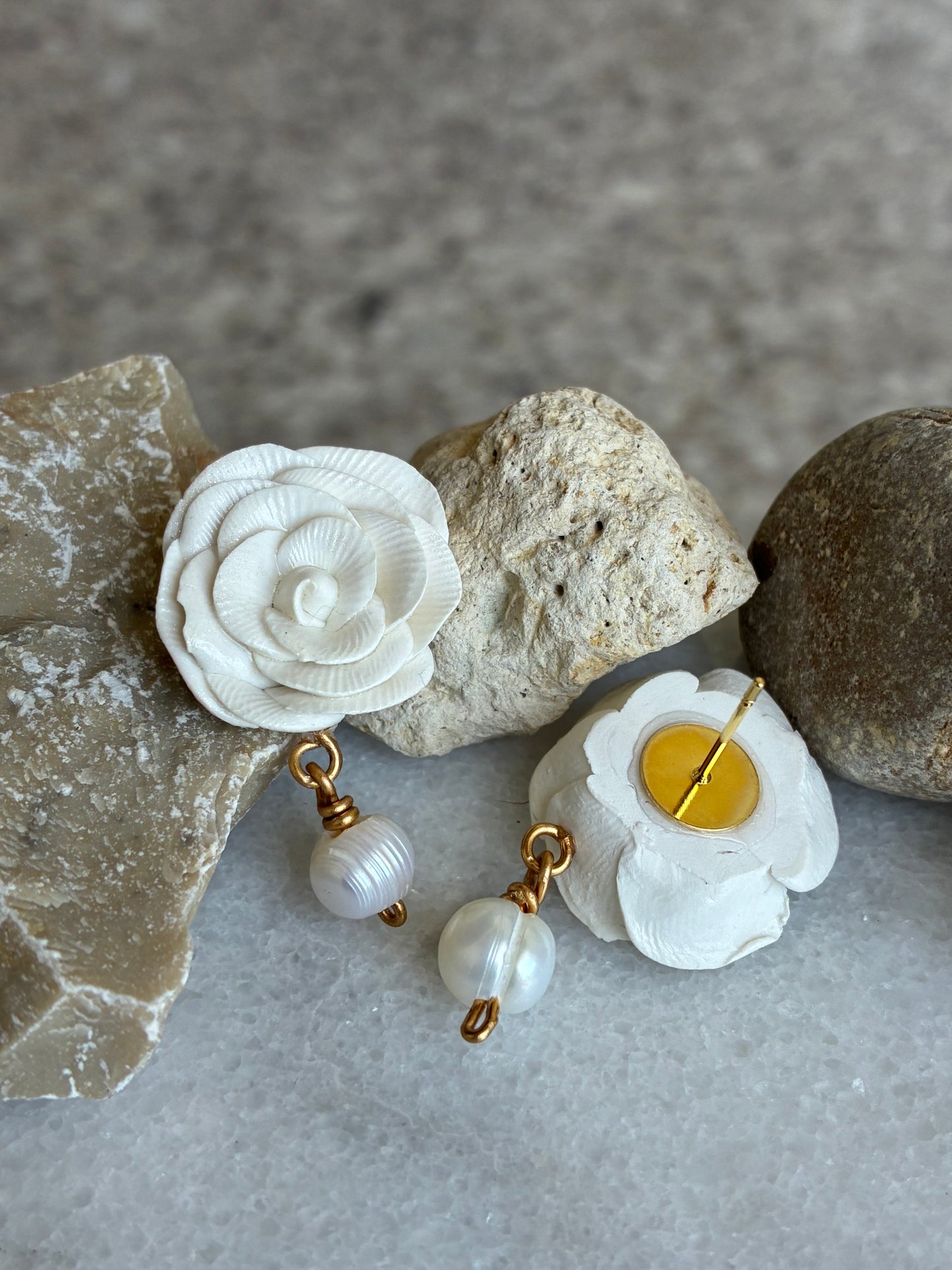 Rosa Mystica Earrings in White