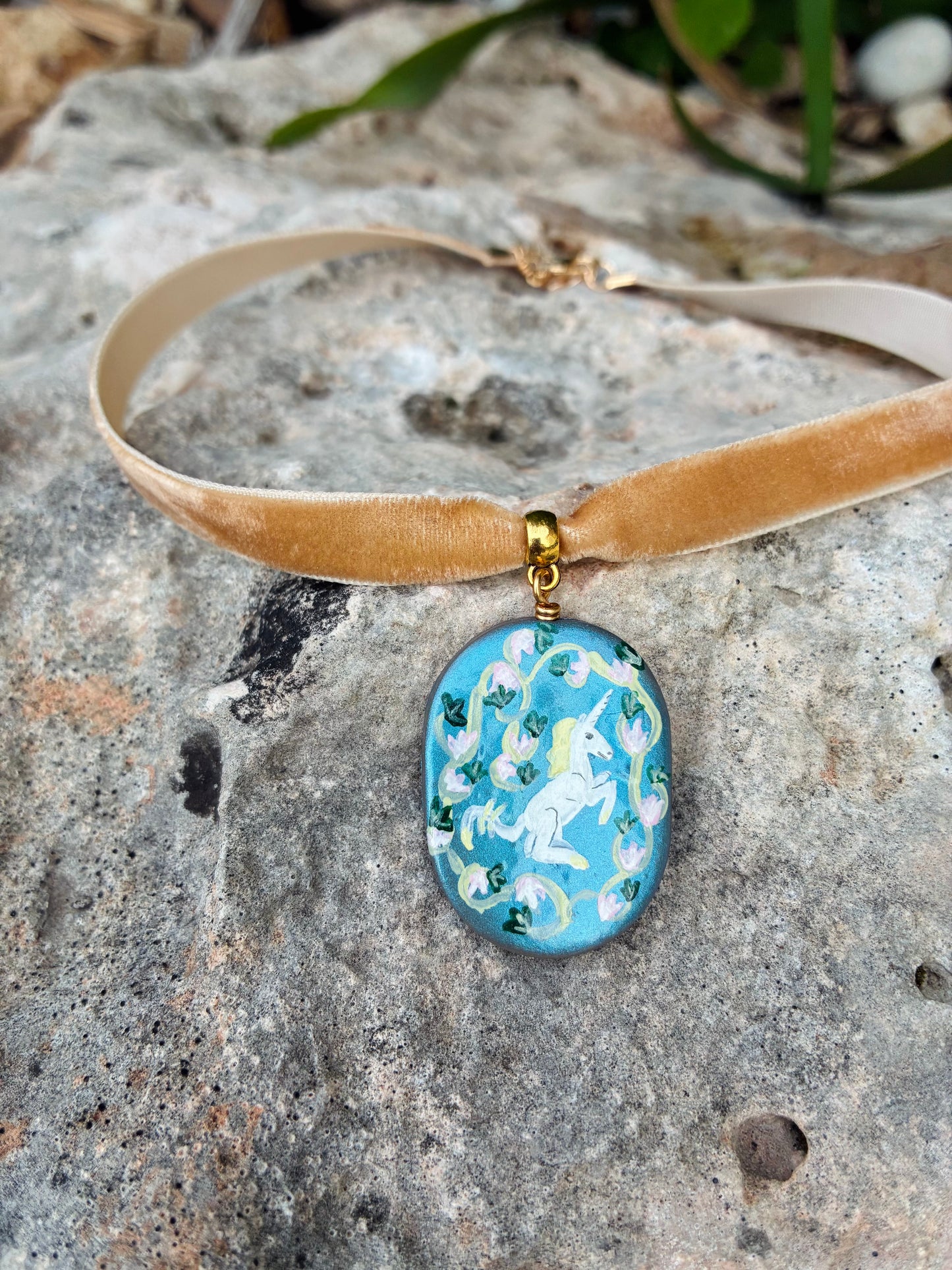 French Unicorn Tapestry Choker