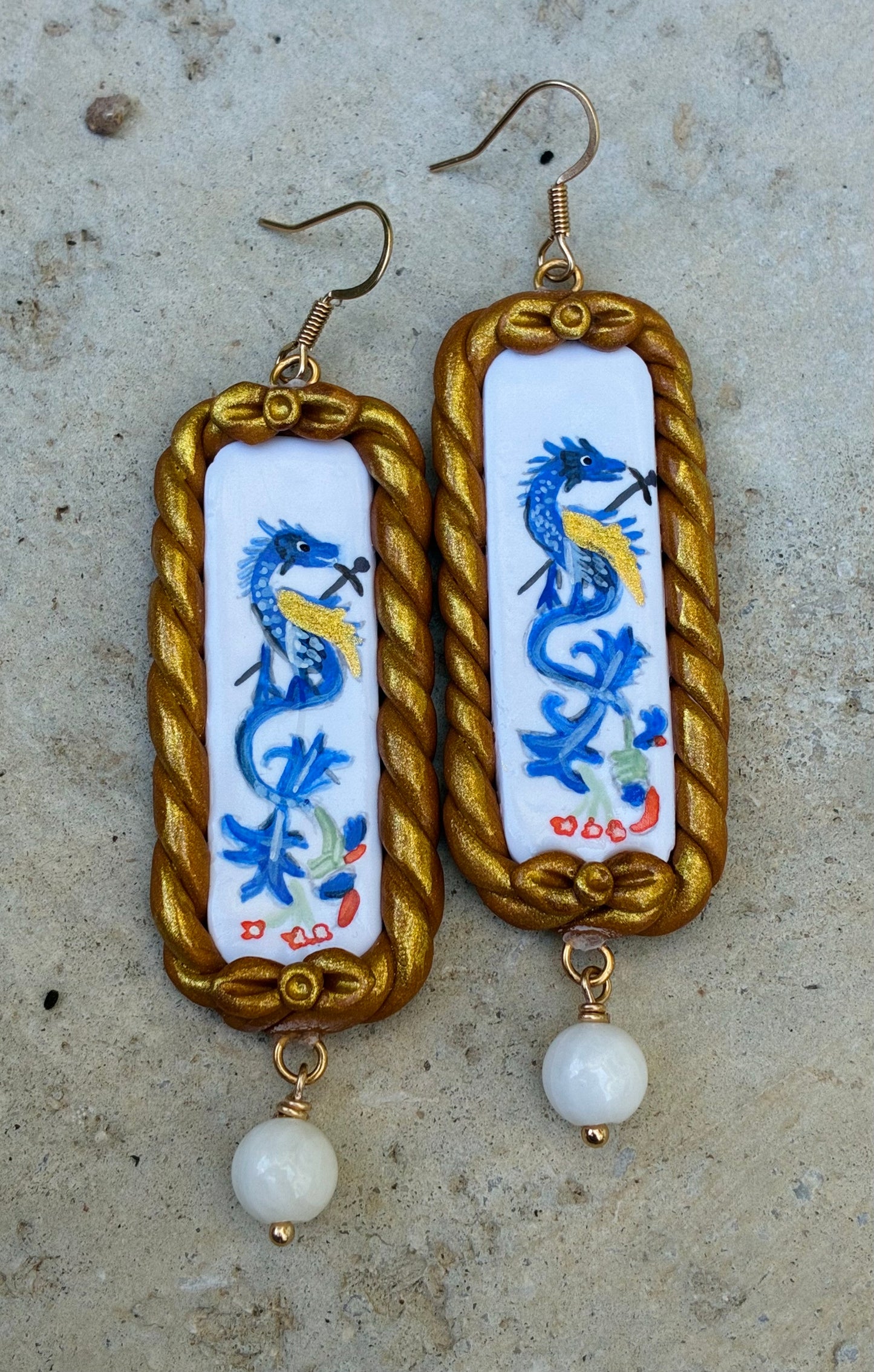 Margret of Antioch Medieval Dragon Earrings