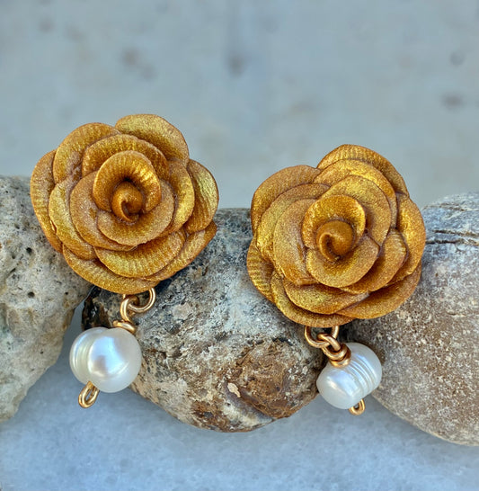 Rosa Mystica Earrings in Gold