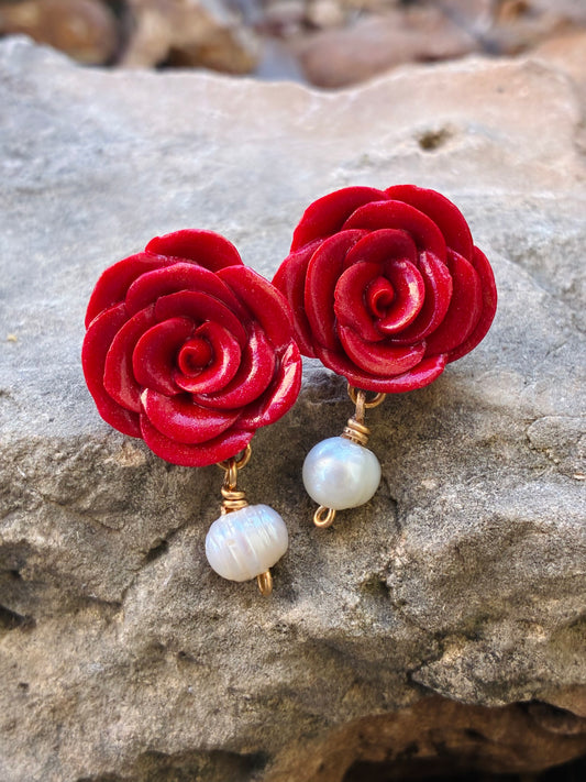 Rosa Mystica Earrings in Red