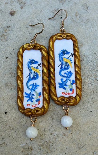Margret of Antioch Medieval Dragon Earrings
