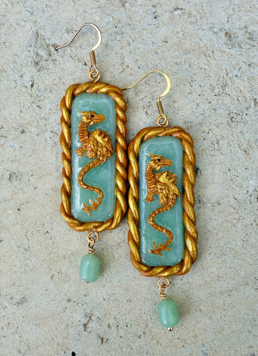Pope Celestine I Gold Dragon Earrings