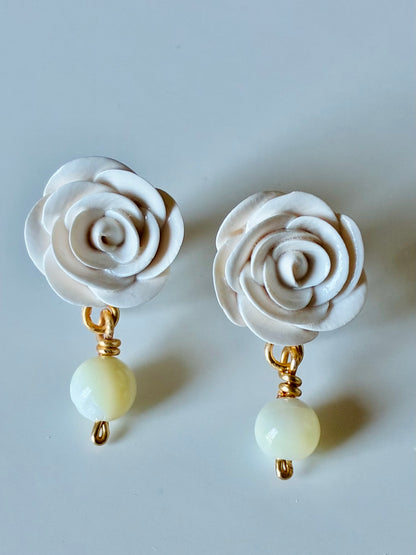 Rosa Mystica Earrings in White