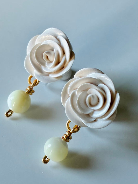 Rosa Mystica Earrings in White