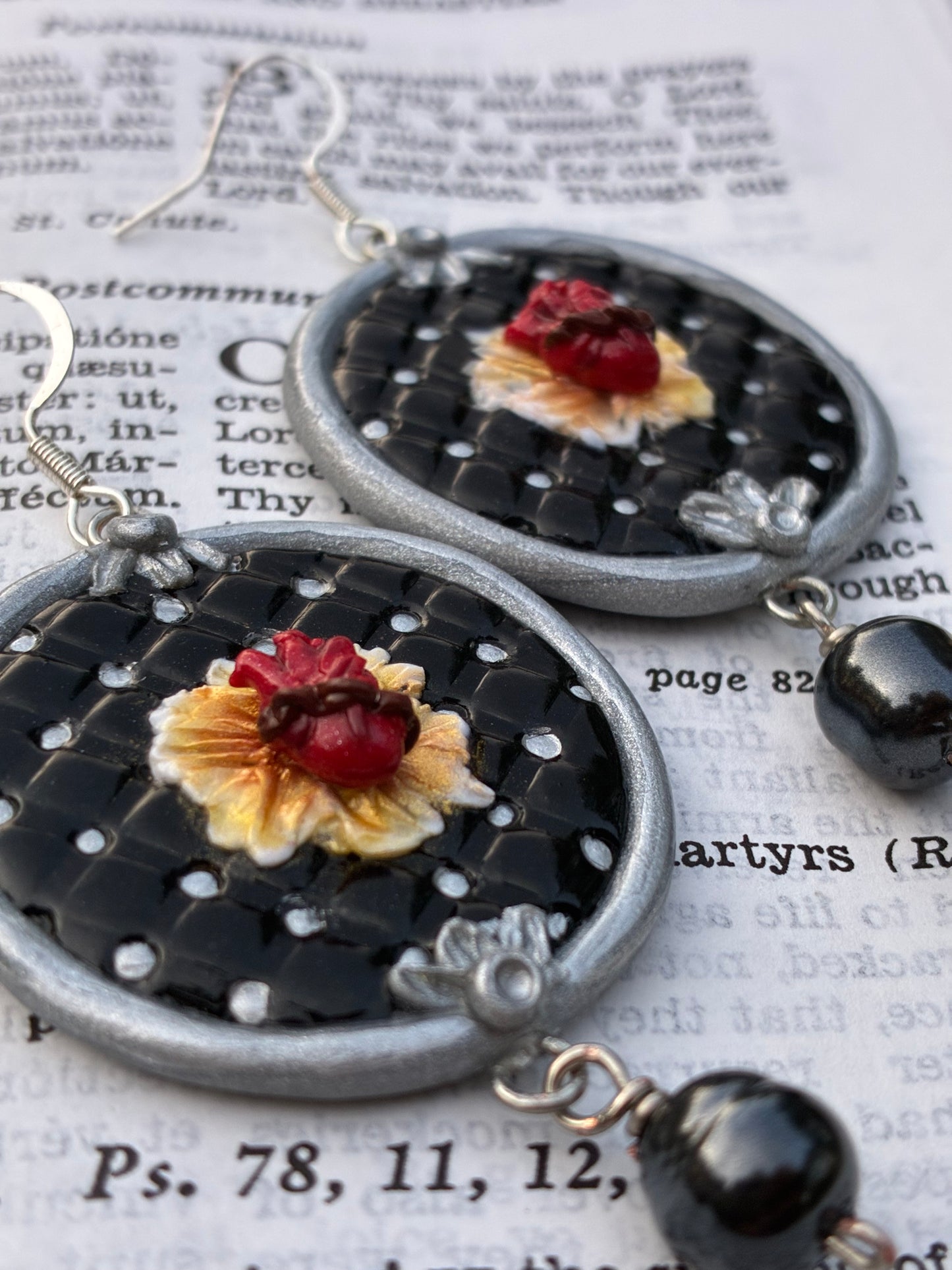 Gothic Sacred Heart Earrings