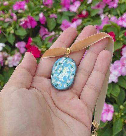 French Unicorn Tapestry Choker