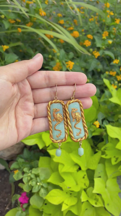 Pope Celestine I Gold Dragon Earrings